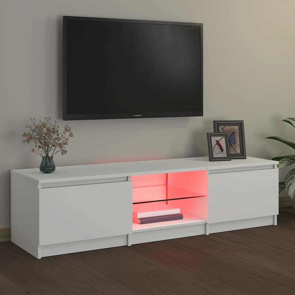 Tv-Benk Med Led-Lys Hvit 140X40X36 Cm