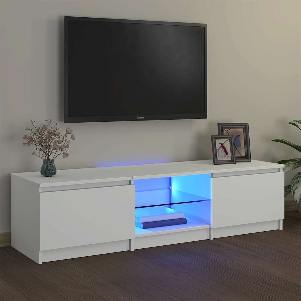 Tv-Benk Med Led-Lys Hvit 140X40X36 Cm