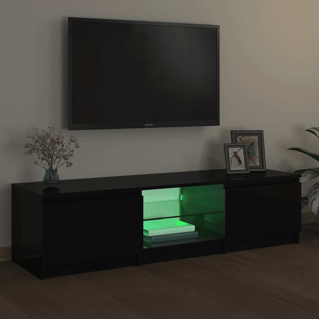 Tv-Benk Med Led-Lys Svart 140X40X35,5 Cm