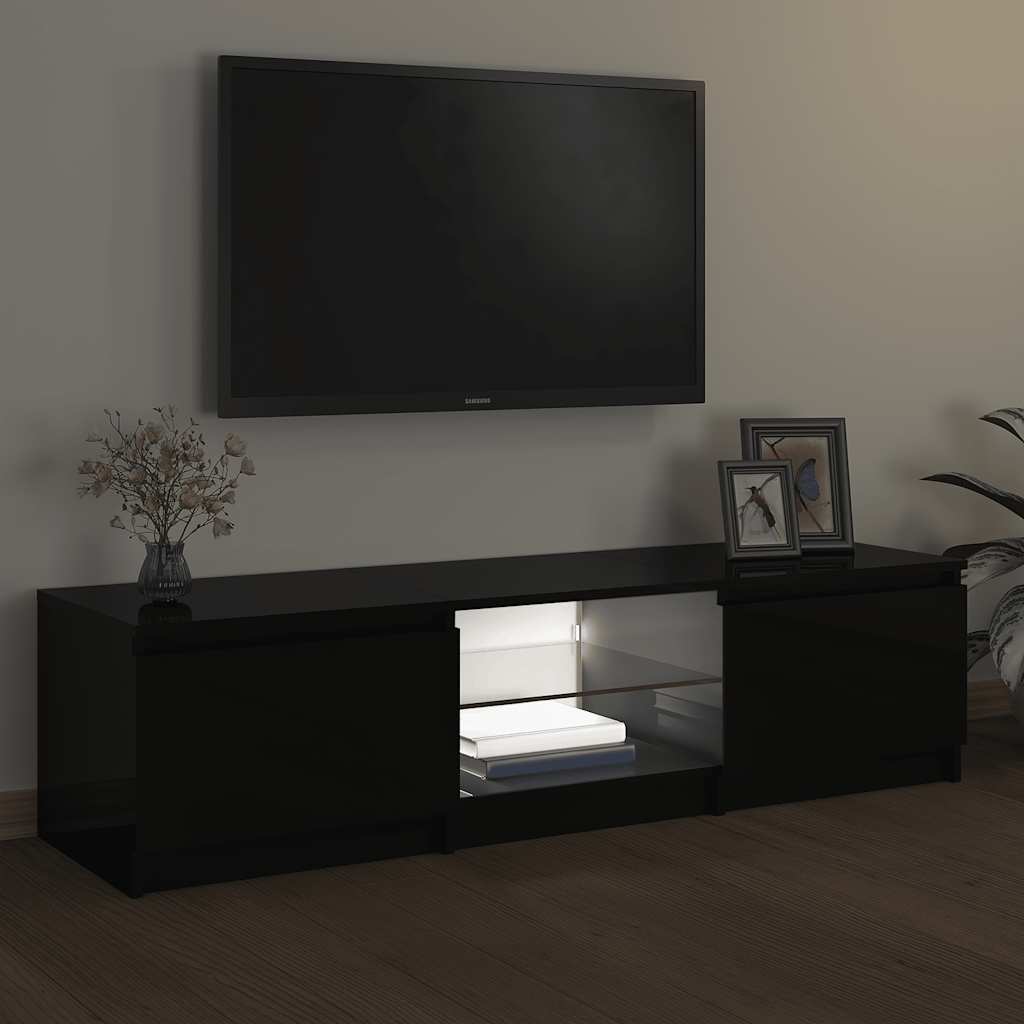 Tv-Benk Med Led-Lys Svart 140X40X35,5 Cm