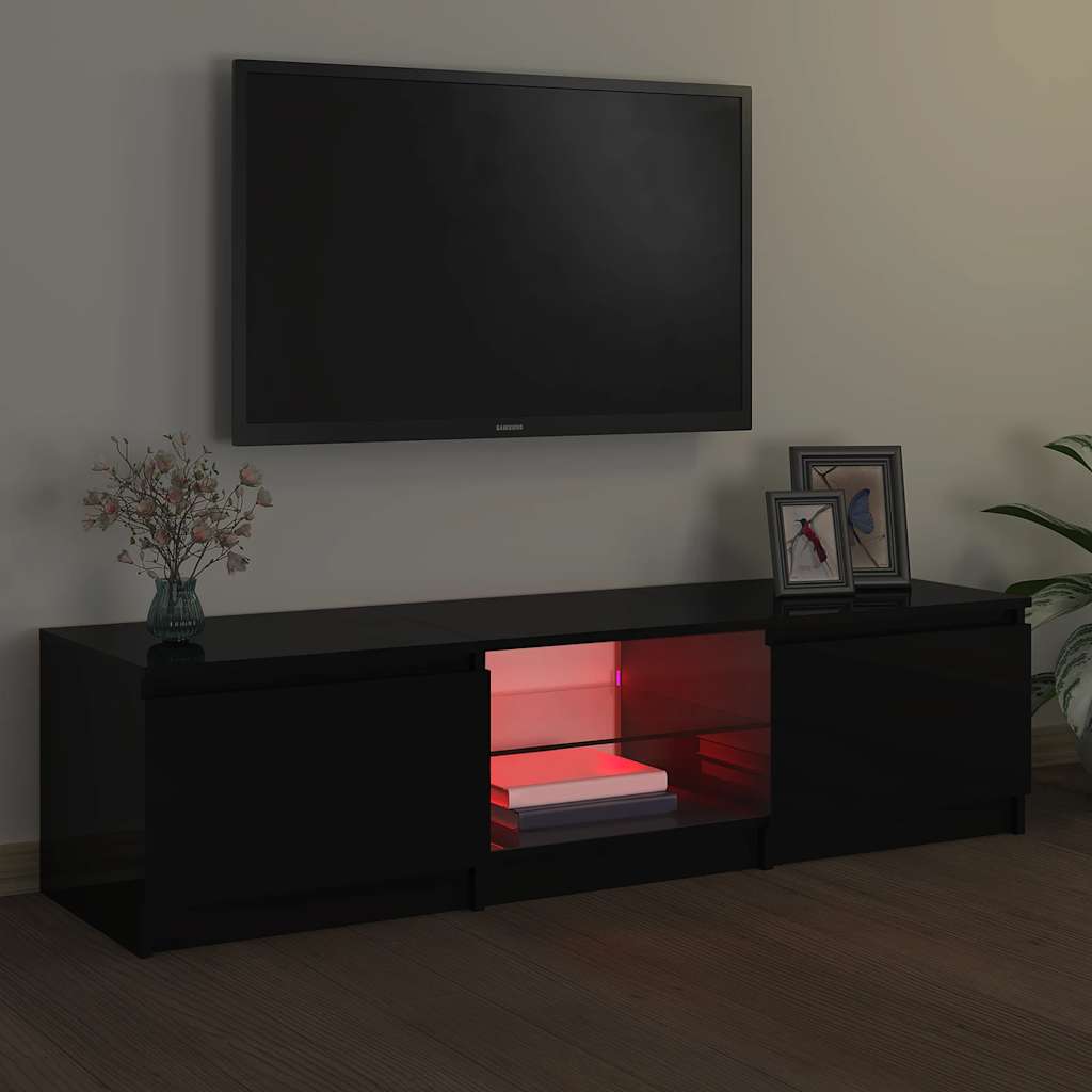 Tv-Benk Med Led-Lys Svart 140X40X35,5 Cm