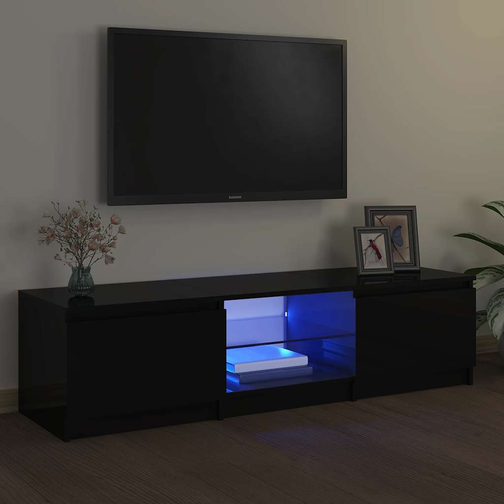 Tv-Benk Med Led-Lys Svart 140X40X35,5 Cm