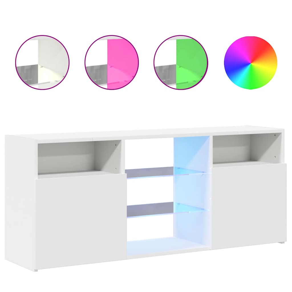 Tv-Benk Med Led-Lys Hvit 120X30X50 Cm