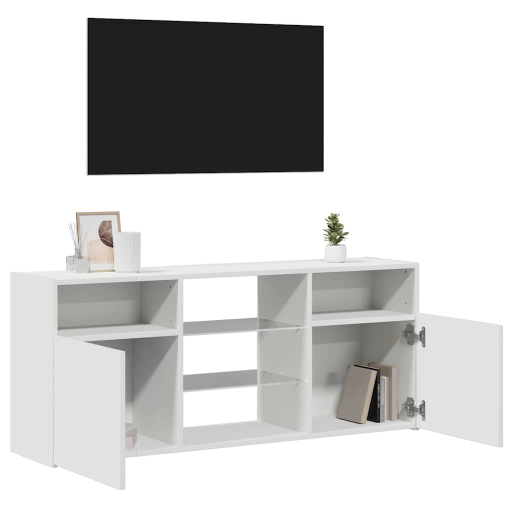 Tv-Benk Med Led-Lys Hvit 120X30X50 Cm