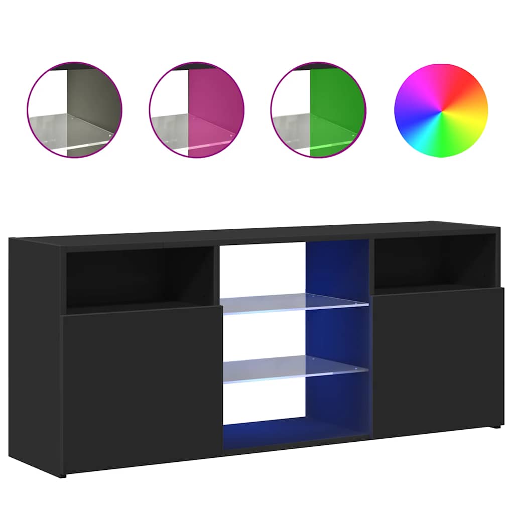 Tv-Benk Med Led-Lys Svart 120X30X50 Cm