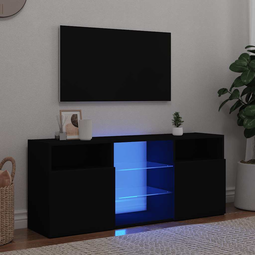 Tv-Benk Med Led-Lys Svart 120X30X50 Cm