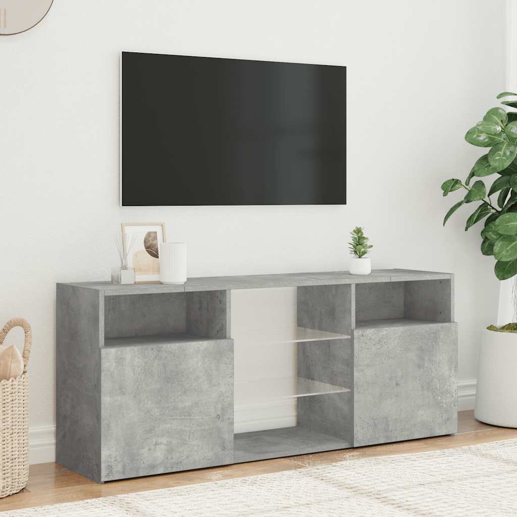 Tv-Benk Med Led-Lys Betonggrå 120X30X50 Cm