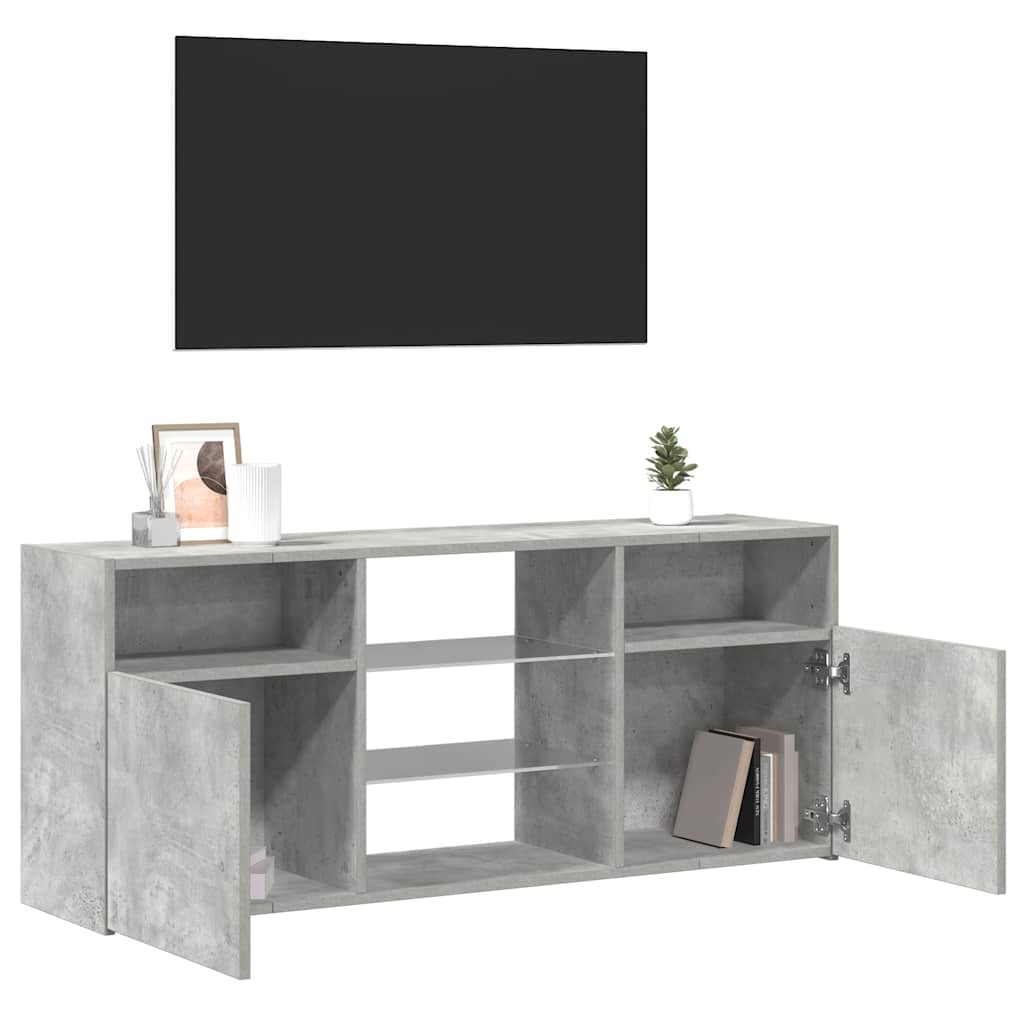 Tv-Benk Med Led-Lys Betonggrå 120X30X50 Cm