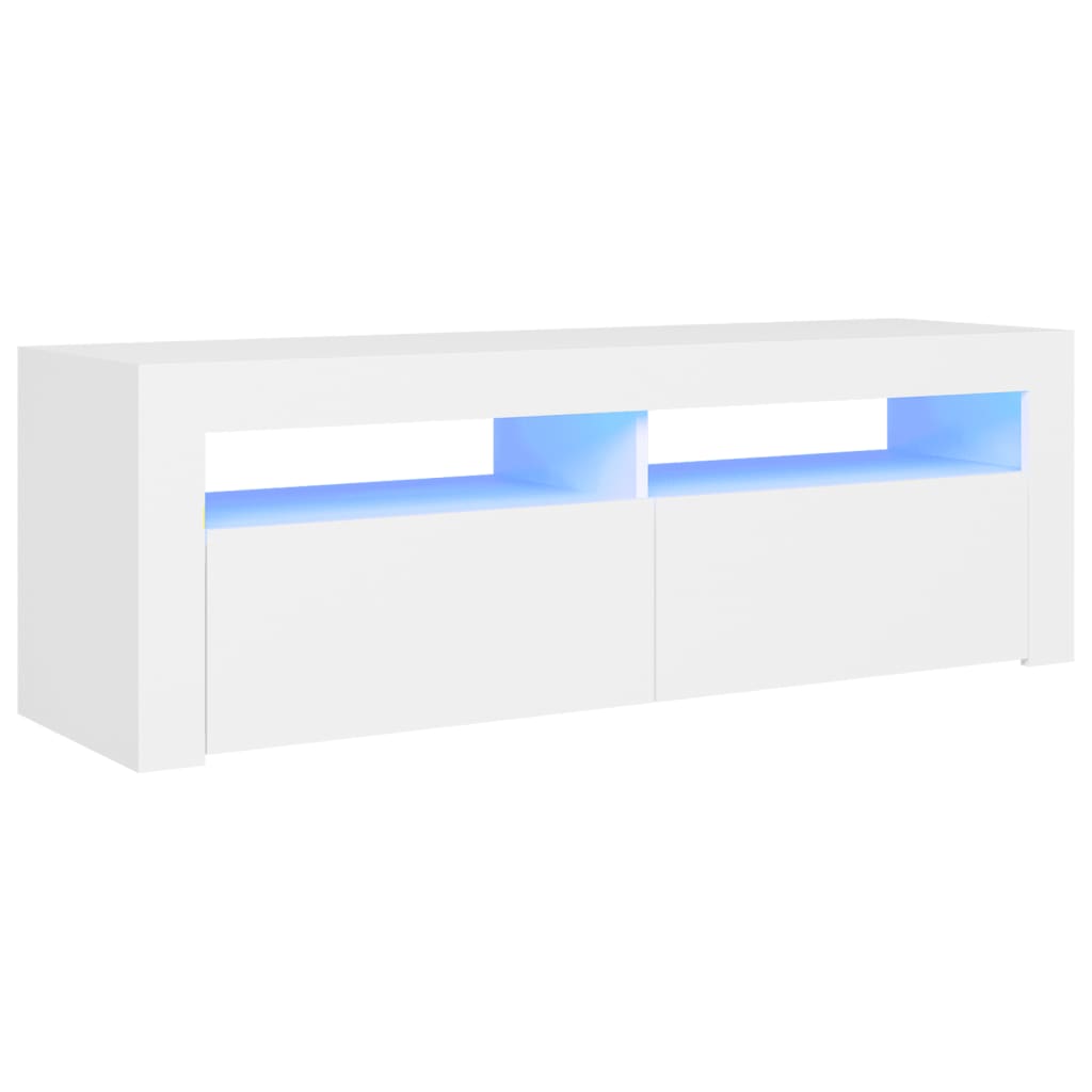Tv-Benk Med Led-Lys Hvit 120X35X40 Cm