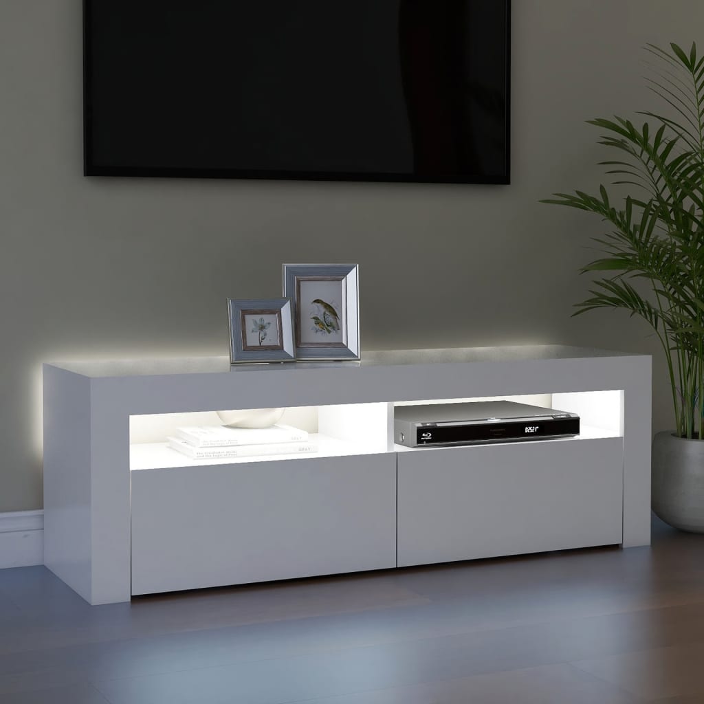 Tv-Benk Med Led-Lys Hvit 120X35X40 Cm