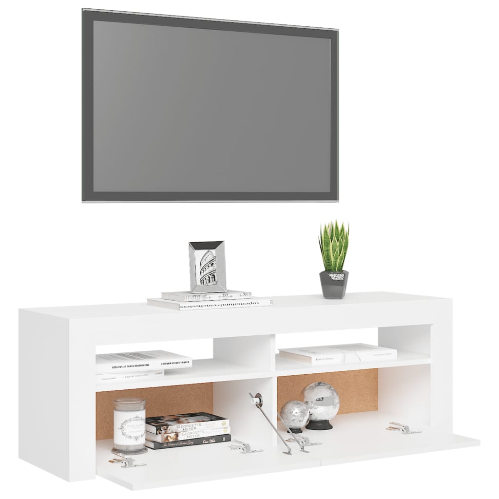 Tv-Benk Med Led-Lys Hvit 120X35X40 Cm