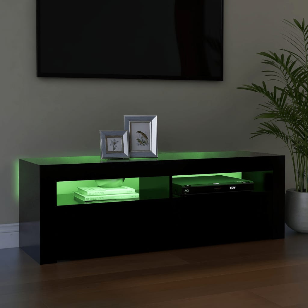 Tv-Benk Med Led-Lys Svart 120X35X40 Cm