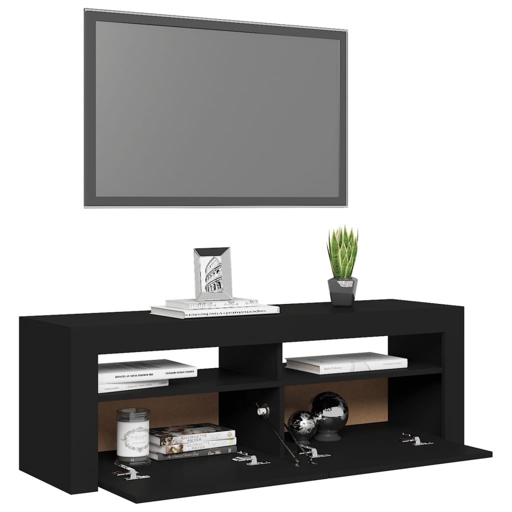Tv-Benk Med Led-Lys Svart 120X35X40 Cm