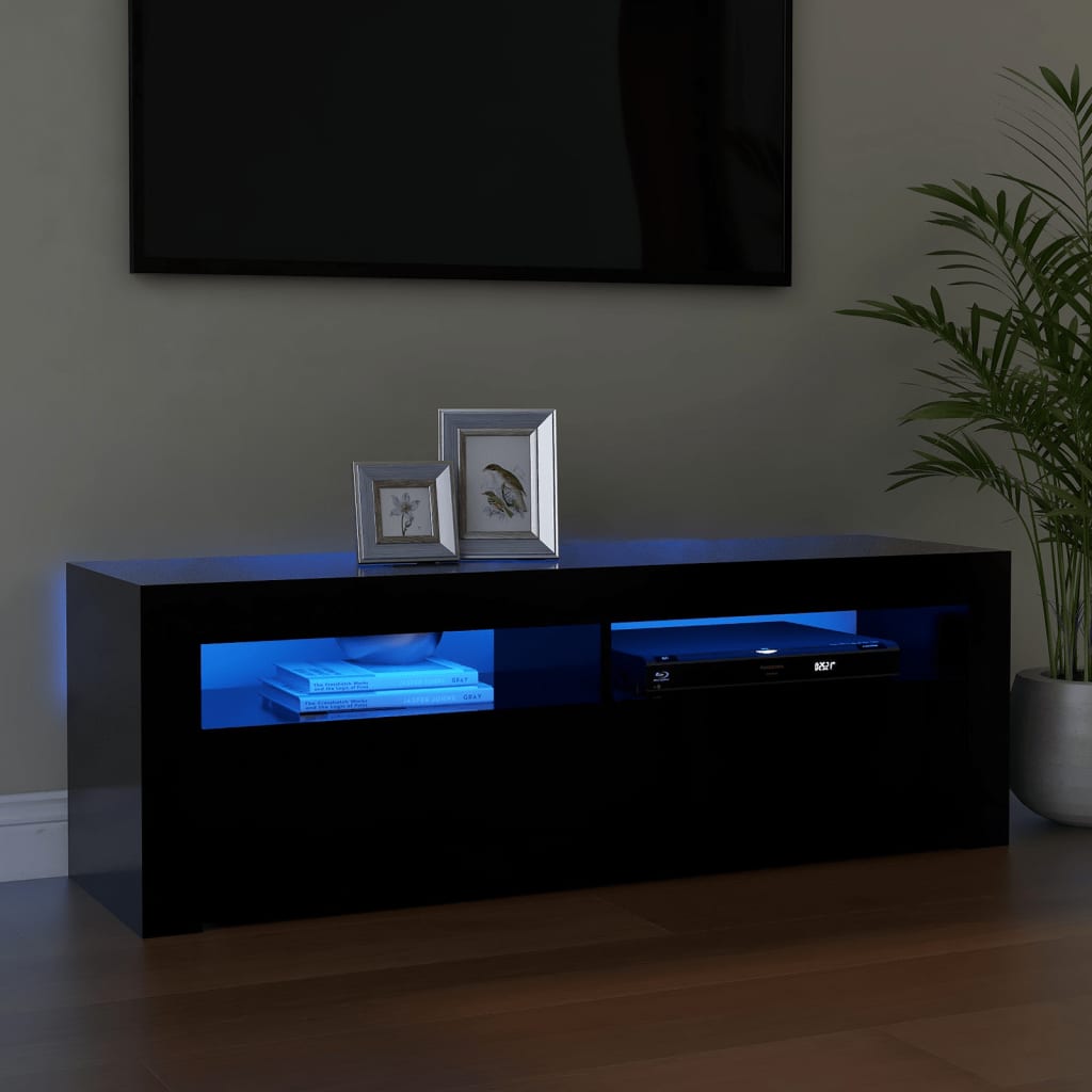 Tv-Benk Med Led-Lys Svart 120X35X40 Cm