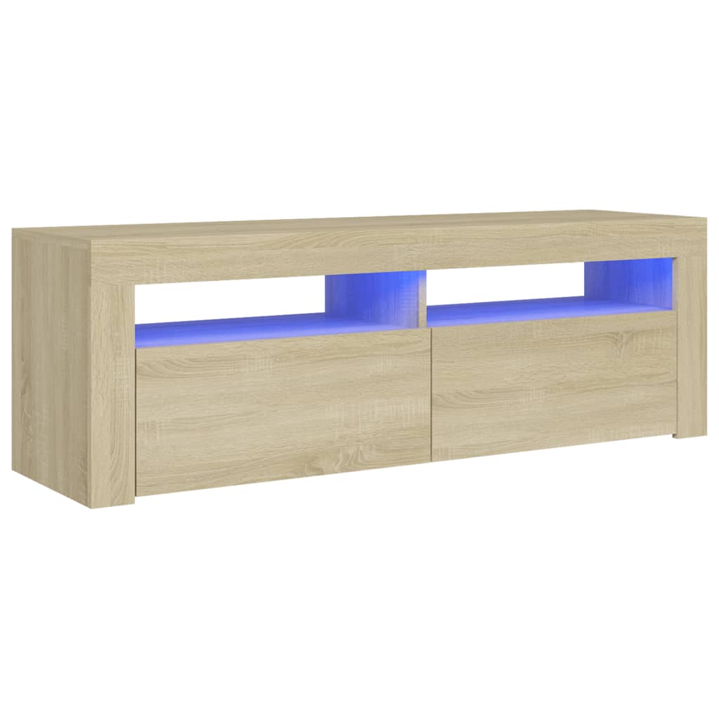 Tv-Benk Med Led-Lys Sonoma Eik 120X35X40 Cm
