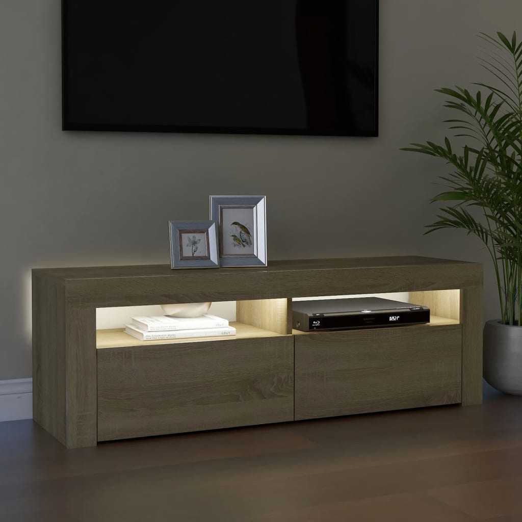 Tv-Benk Med Led-Lys Sonoma Eik 120X35X40 Cm