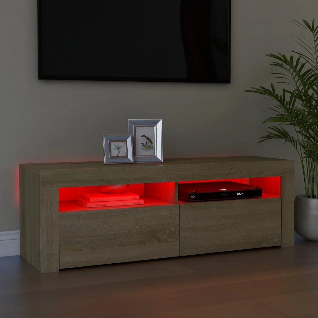 Tv-Benk Med Led-Lys Sonoma Eik 120X35X40 Cm