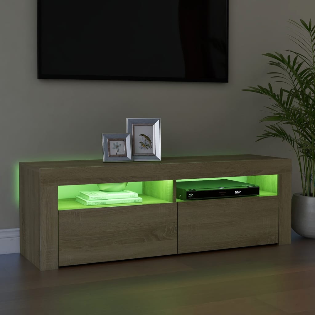 Tv-Benk Med Led-Lys Sonoma Eik 120X35X40 Cm