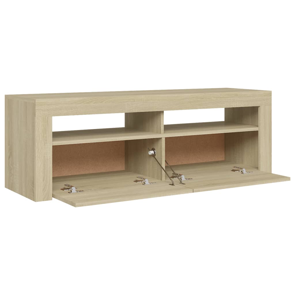 Tv-Benk Med Led-Lys Sonoma Eik 120X35X40 Cm