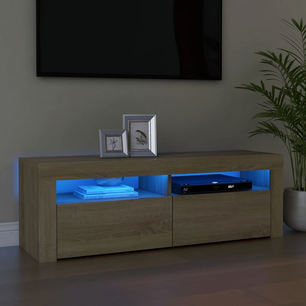 Tv-Benk Med Led-Lys Sonoma Eik 120X35X40 Cm