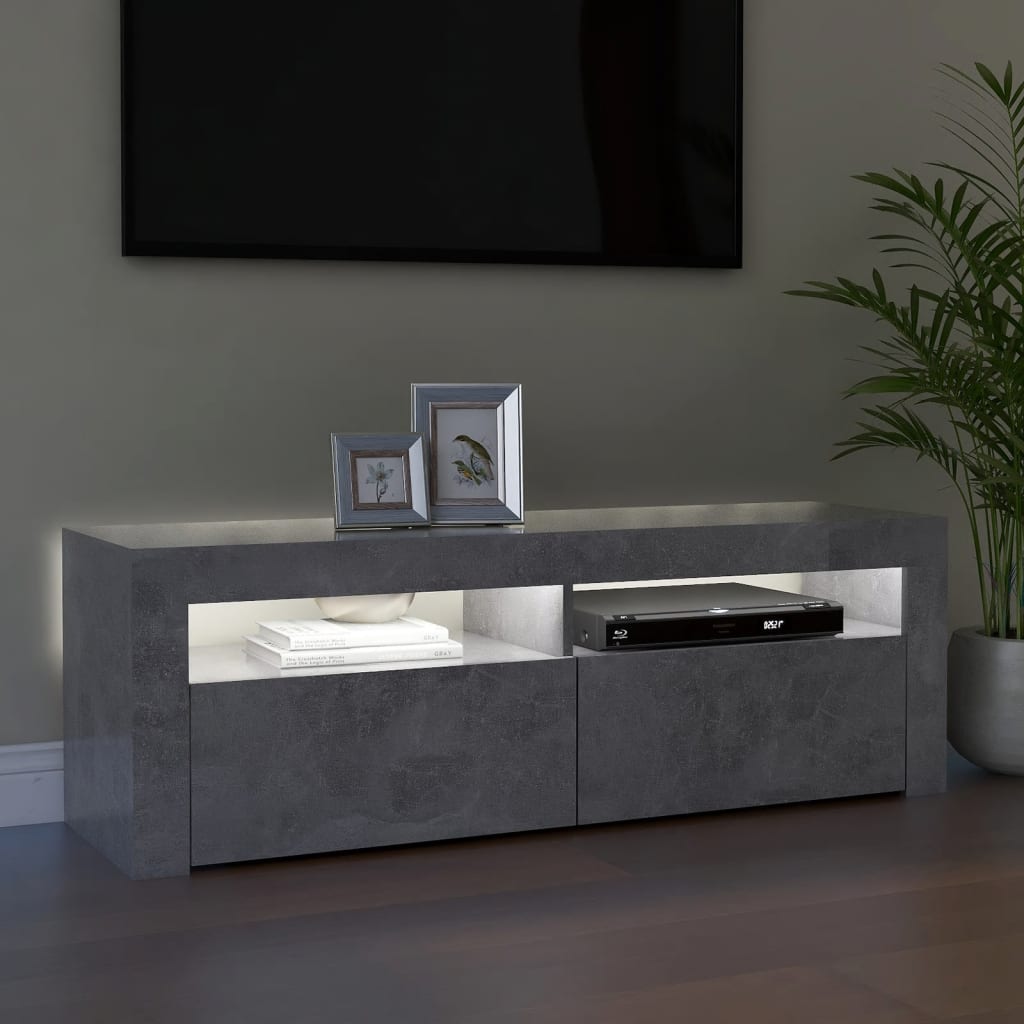 Tv-Benk Med Led-Lys Betonggrå 120X35X40 Cm