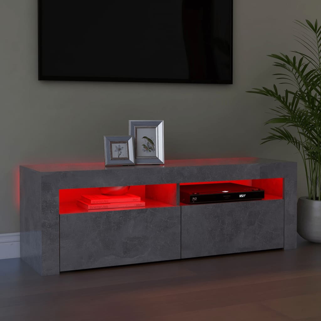 Tv-Benk Med Led-Lys Betonggrå 120X35X40 Cm