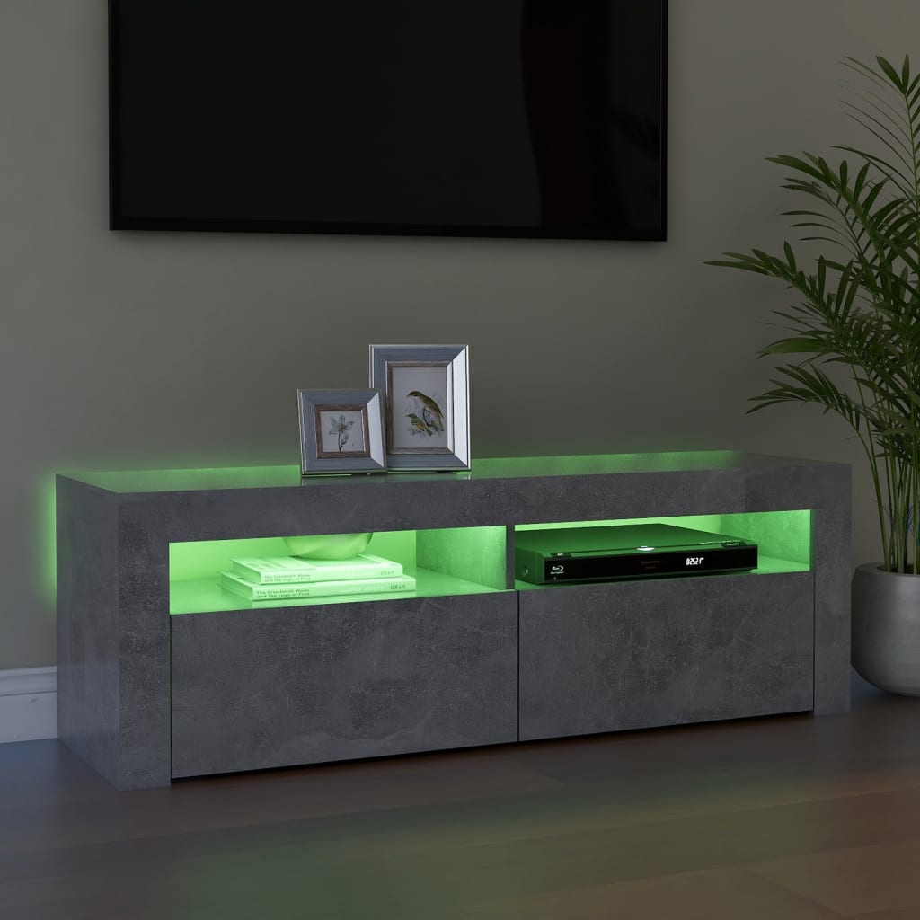 Tv-Benk Med Led-Lys Betonggrå 120X35X40 Cm