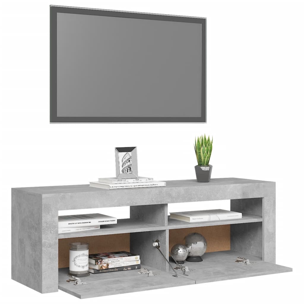 Tv-Benk Med Led-Lys Betonggrå 120X35X40 Cm