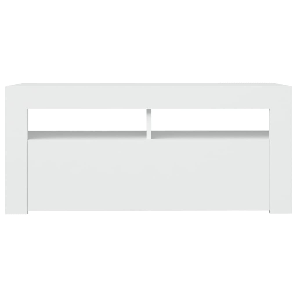 Tv-Benk Med Led-Lys Hvit 90X35X40 Cm