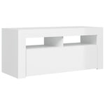 Tv-Benk Med Led-Lys Høyglans Hvit 90X35X40 Cm