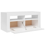 Tv-Benk Med Led-Lys Høyglans Hvit 90X35X40 Cm