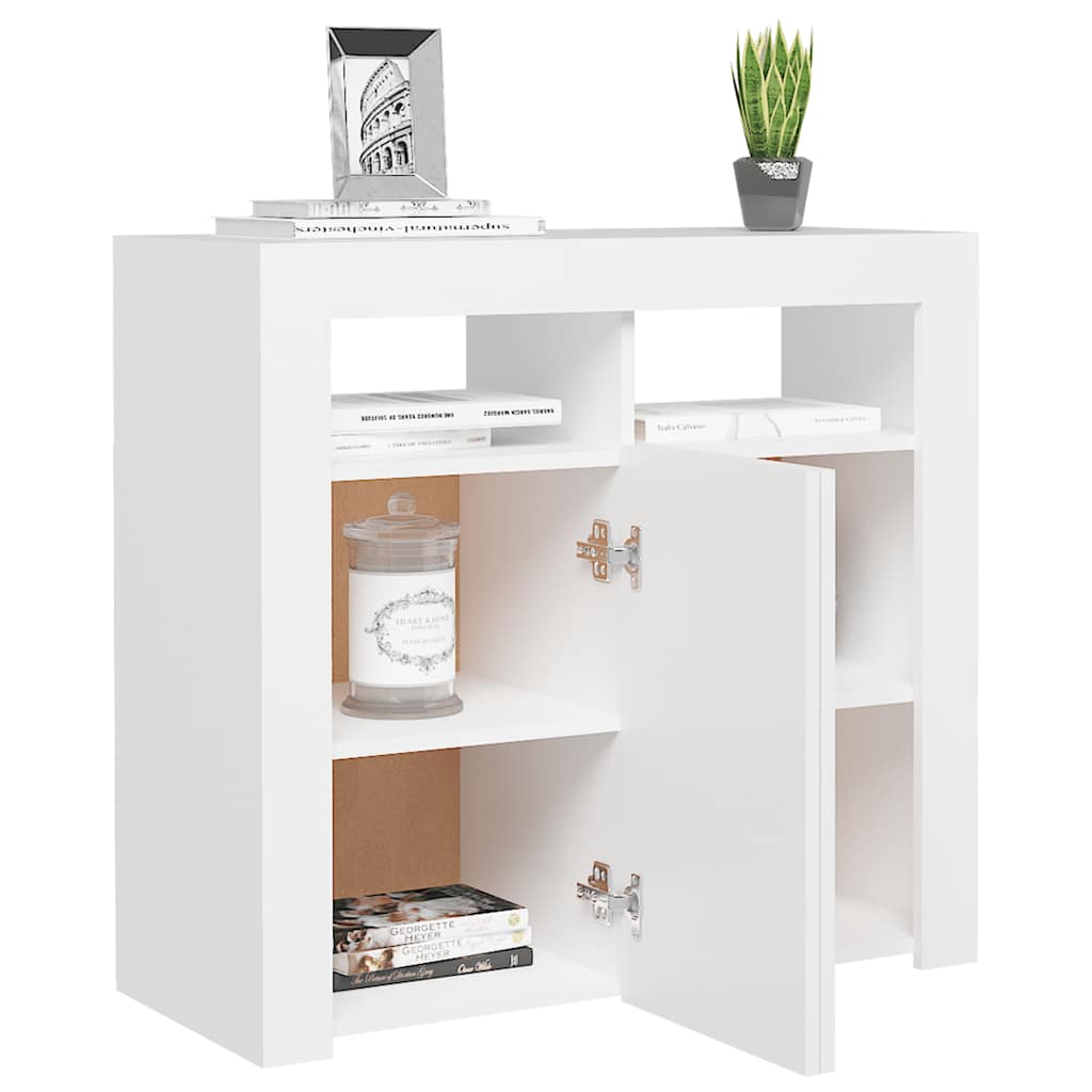Skjenk Med Led-Lys Hvit 80X35X75 Cm