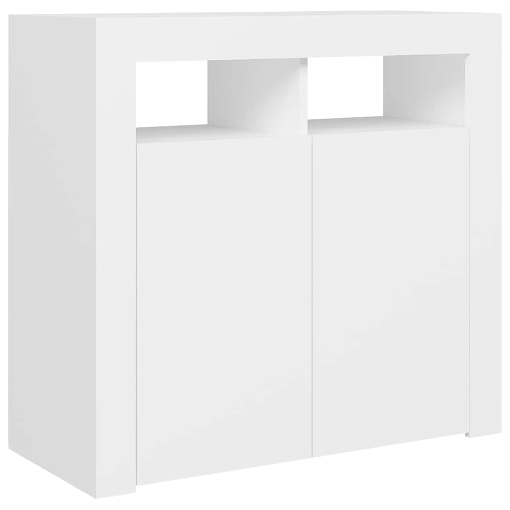 Skjenk Med Led-Lys Hvit 80X35X75 Cm