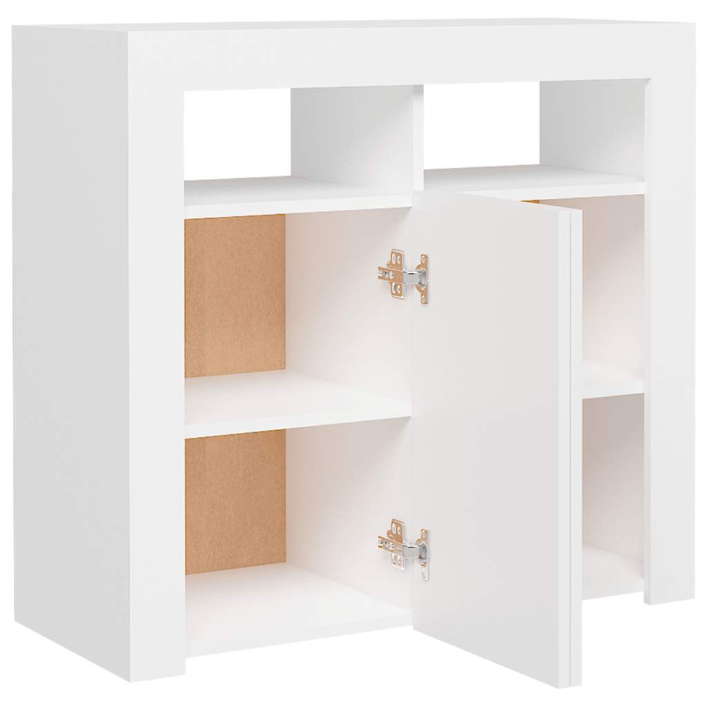 Skjenk Med Led-Lys Hvit 80X35X75 Cm