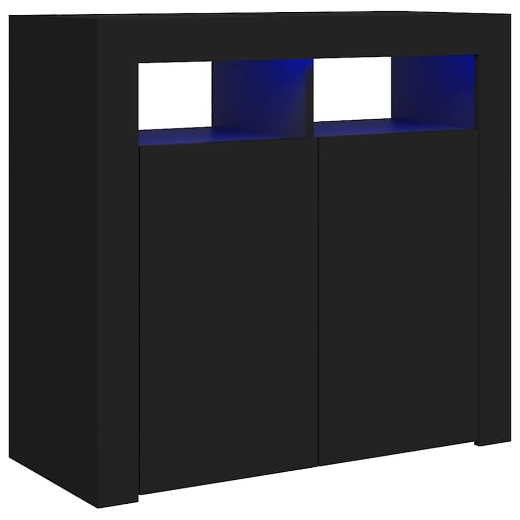 Skjenk Med Led-Lys Svart 80X35X75 Cm