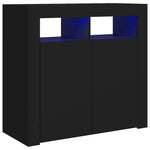 Skjenk Med Led-Lys Svart 80X35X75 Cm