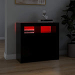 Skjenk Med Led-Lys Svart 80X35X75 Cm