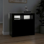 Skjenk Med Led-Lys Svart 80X35X75 Cm