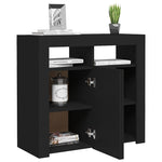 Skjenk Med Led-Lys Svart 80X35X75 Cm