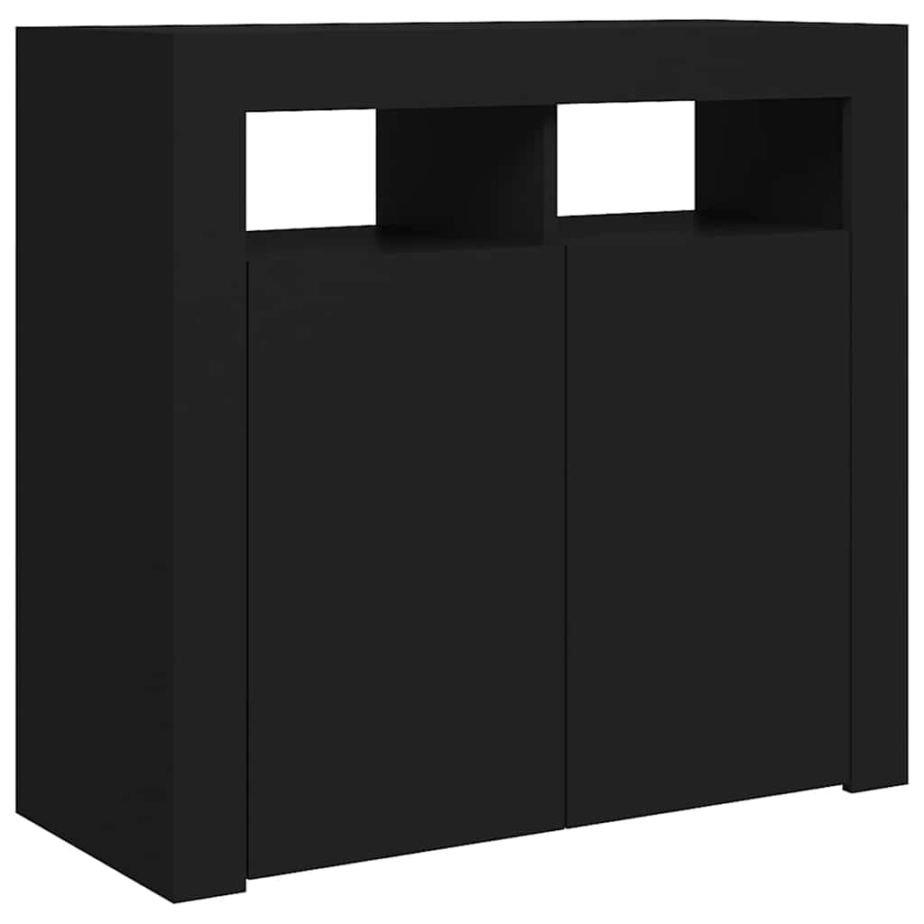 Skjenk Med Led-Lys Svart 80X35X75 Cm