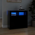 Skjenk Med Led-Lys Svart 80X35X75 Cm