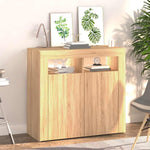 Skjenk Med Led-Lys Sonoma Eik 80X35X75 Cm