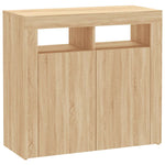 Skjenk Med Led-Lys Sonoma Eik 80X35X75 Cm