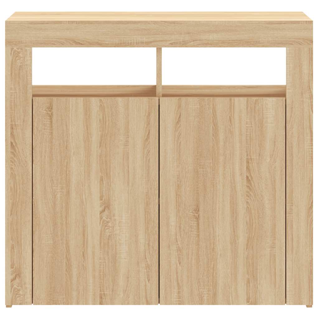 Skjenk Med Led-Lys Sonoma Eik 80X35X75 Cm