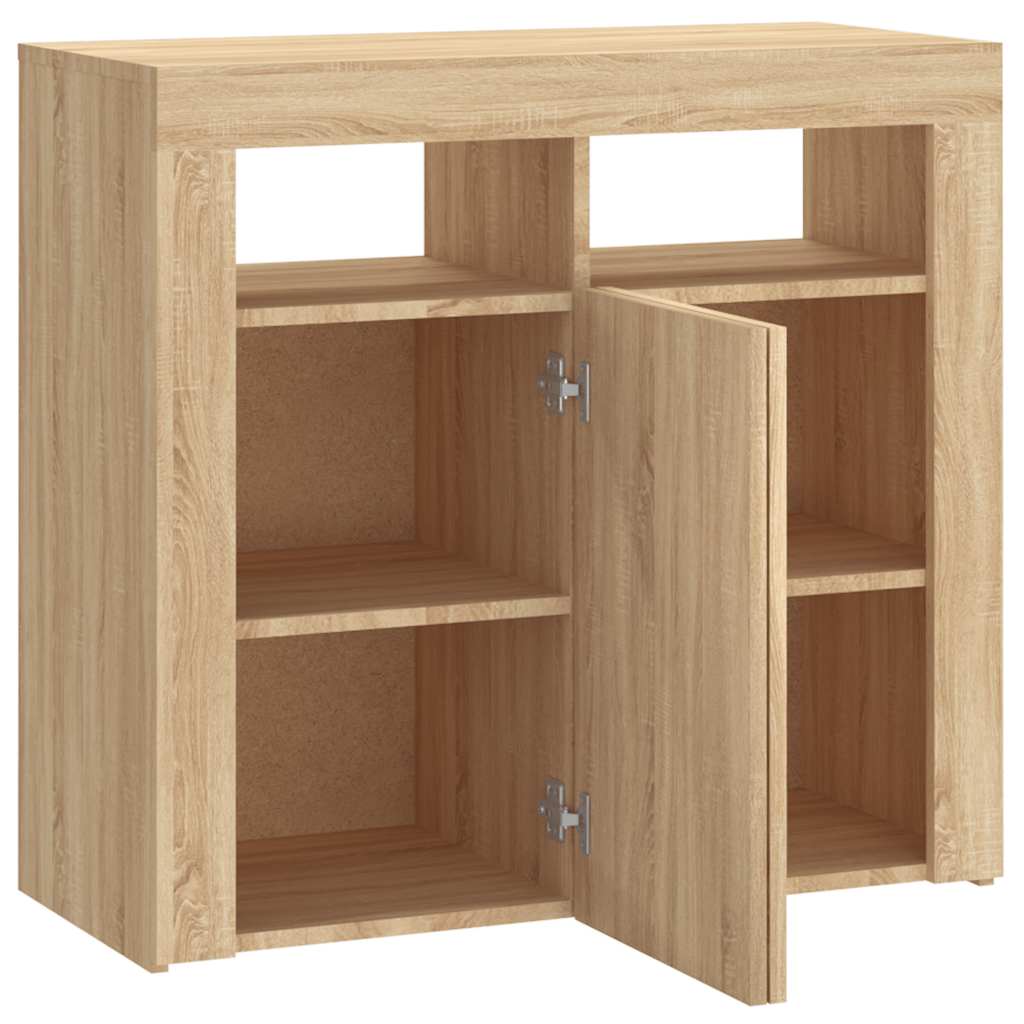 Skjenk Med Led-Lys Sonoma Eik 80X35X75 Cm