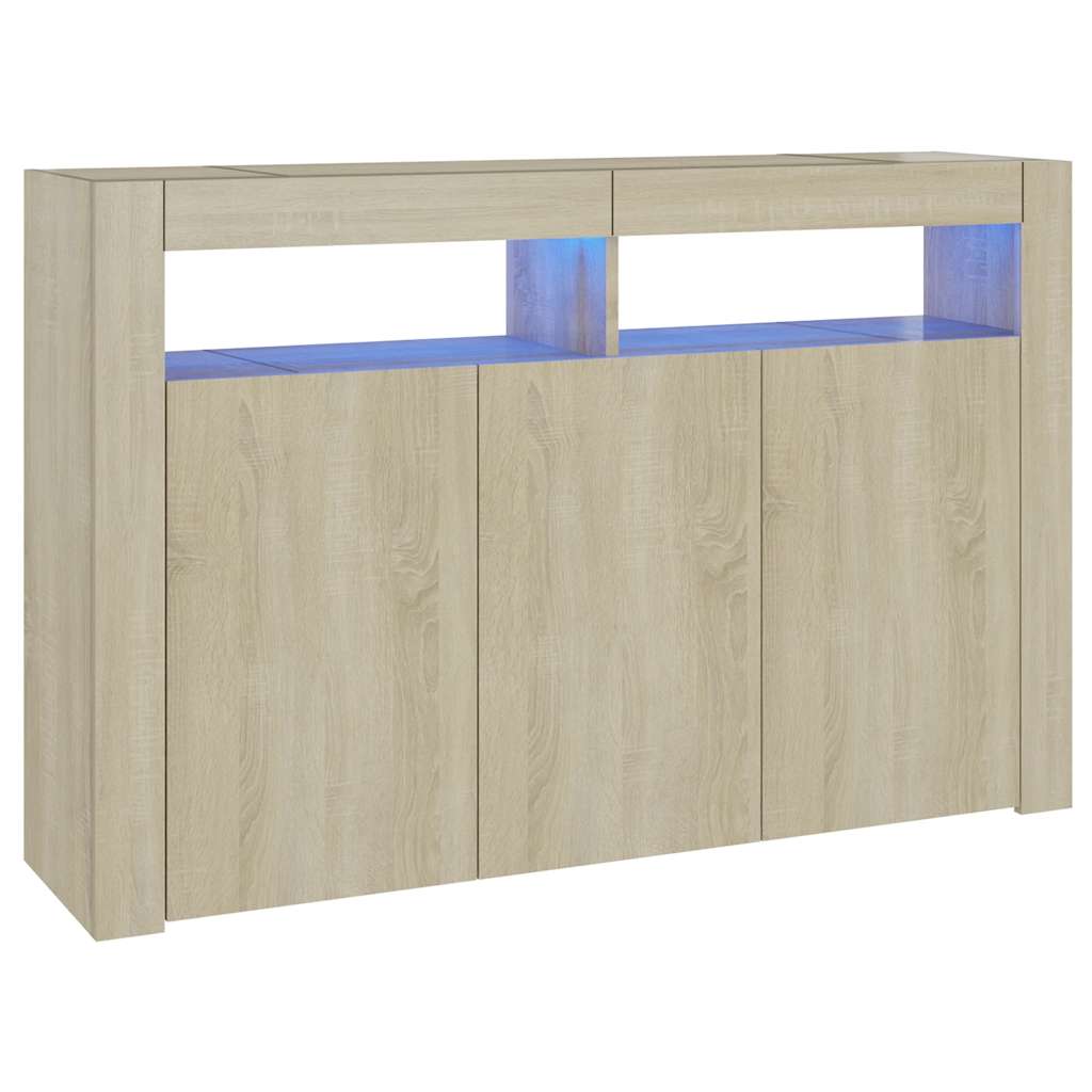 Skjenk Med Led-Lys Sonoma Eik 115,5X30X75 Cm