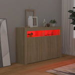 Skjenk Med Led-Lys Sonoma Eik 115,5X30X75 Cm
