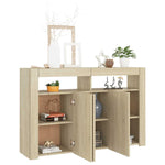 Skjenk Med Led-Lys Sonoma Eik 115,5X30X75 Cm
