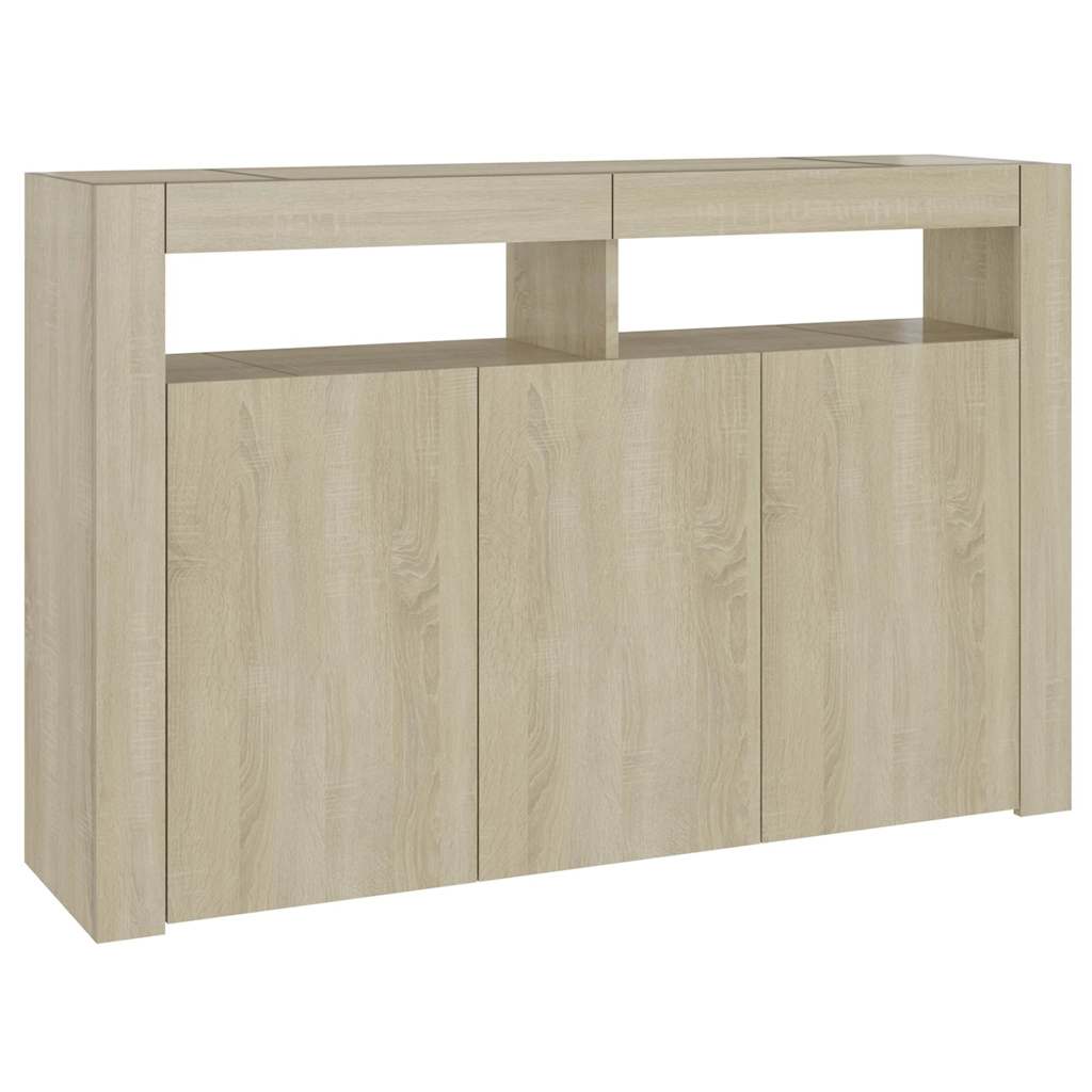 Skjenk Med Led-Lys Sonoma Eik 115,5X30X75 Cm