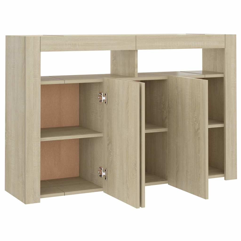 Skjenk Med Led-Lys Sonoma Eik 115,5X30X75 Cm